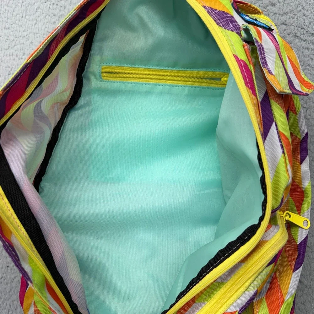KAVU Sling Bag Funky Geometric Pattern Purple Orange Yellow White Crossbody Bag